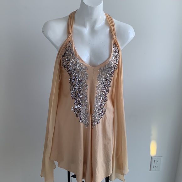 Patrizia Pepe Front silver Sequin Silk Blend Top Tunic Blouse, size 44 M - Picture 8 of 12